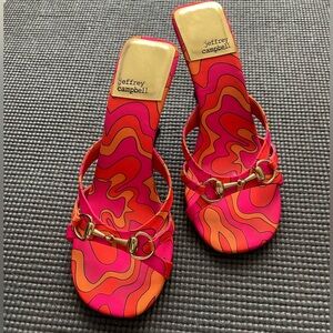 Jeffrey Campbell Orange and Pink Heels with Gold Hardware Size 6.5